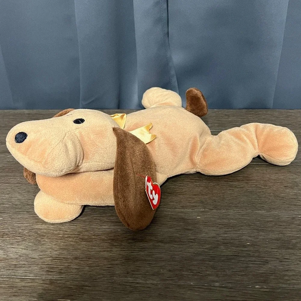 Vintage 1994 Ty Pillow Pal Woof Puppy Tan Dog Plush Stuffed Animal Toy 3003